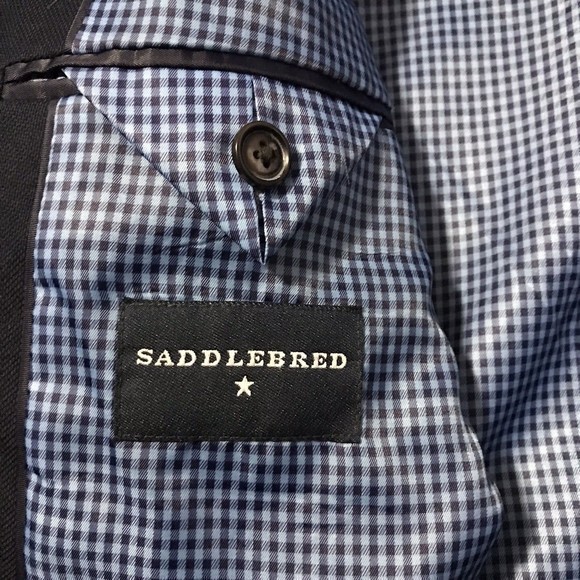 Saddlebred Men's Two Button Navy Blue Blazer Cotton Sport Coat Jacket Size 42L - Picture 11 of 13